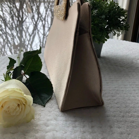 🎄Bijoux Terner  Vintage Satin Cream Evening Bag - Picture 7 of 7